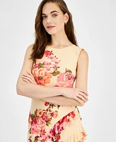 Tinsel Women's Round-Neck Printed Asymmetric-Ruffle Dress