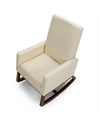 Slickblue Rocking High Back Upholstered Lounge Armchair with Side Pocket