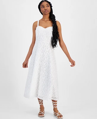 Tinsel Juniors' Lace Sweetheart-Neck Corset Midi Dress