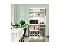 Slickblue 4-Door Freestanding Kitchen Buffet with Hutch and Adjustable Shelves-White