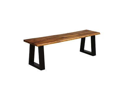 Slickblue Solid Acacia Wood Patio Bench Dining Bench Seating Chair