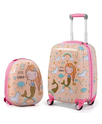 Slickblue 2PC Kids Luggage Set Rolling Suitcase & Backpack