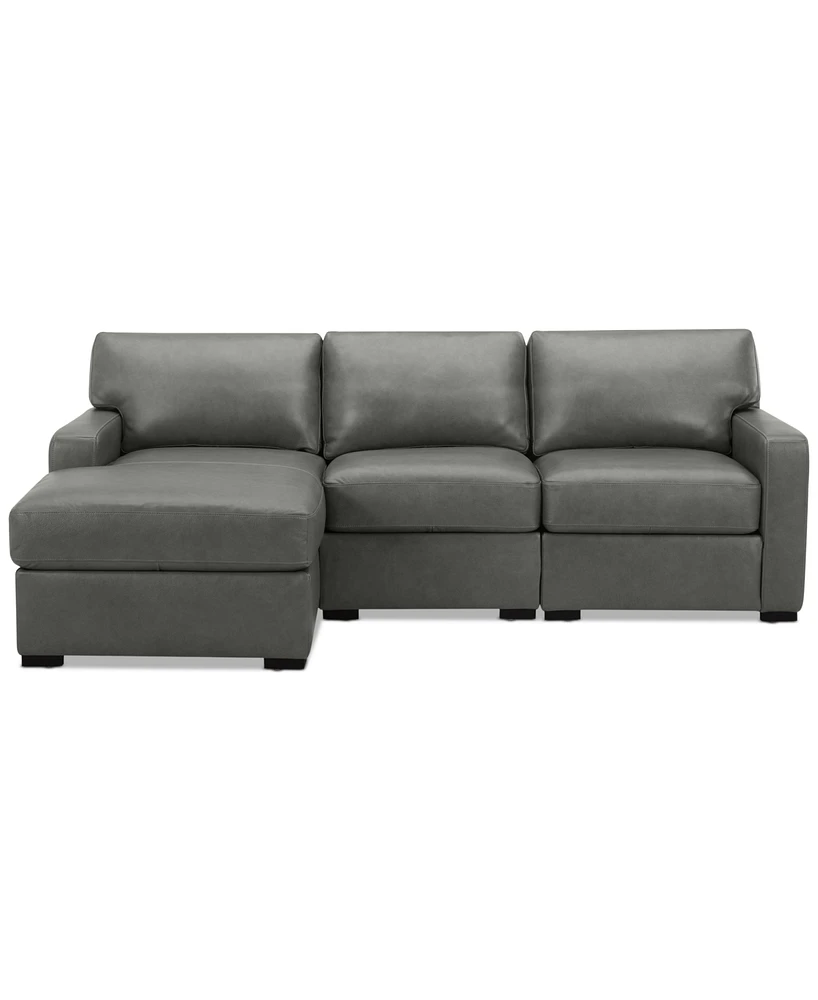 Radley 3-Pc. Leather Modular Chaise Sectional, Created for Macy's