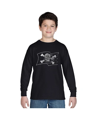 La Pop Art Boys Word Long Sleeve - Famous Pirate Captains And Ships