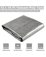 Yescom 12x16ft Heavy Duty Reinforced Poly Tarp 10-milWaterproof Tarpaulin Ground Sheet Camping Cover with Eyelets