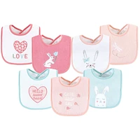 Hudson Baby Infant Girl Cotton Terry Drooler Bibs with Fiber