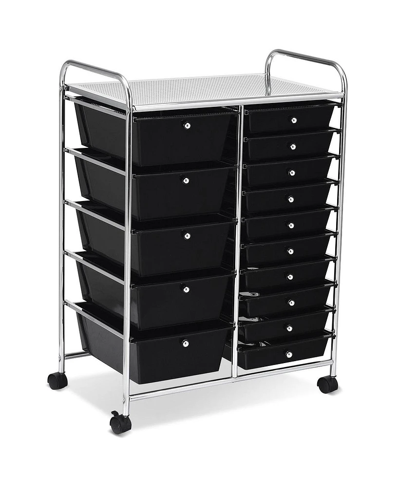 Slickblue 15-Drawer Utility Rolling Organizer Cart Multi-Use Storage