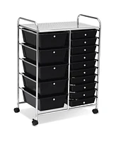 Slickblue 15-Drawer Utility Rolling Organizer Cart Multi-Use Storage