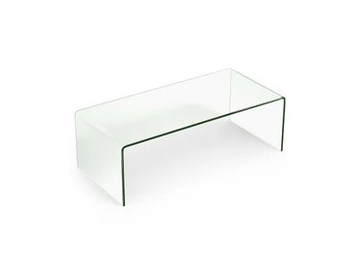 Slickblue 42 x 19.7 Inch Clear Tempered Glass Coffee Table with Rounded Edges