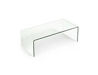 Slickblue 42 x 19.7 Inch Clear Tempered Glass Coffee Table with Rounded Edges