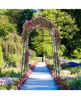 Slickblue 7.5 Feet Garden Arch Trellis with Pe Coated Metal Structure