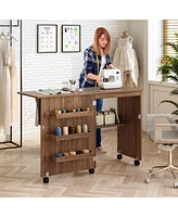 Slickblue Folding Sewing Craft Table Shelf Storage Cabinet Home Furniture