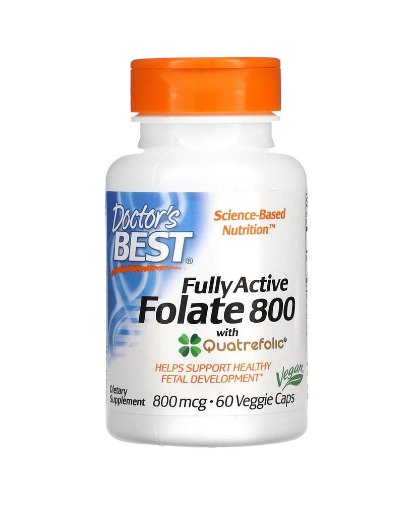 Doctor's Best Fully Active Folate 800 with Quatrefolic 800 mcg - 60 Veggie Caps - Assorted Pre