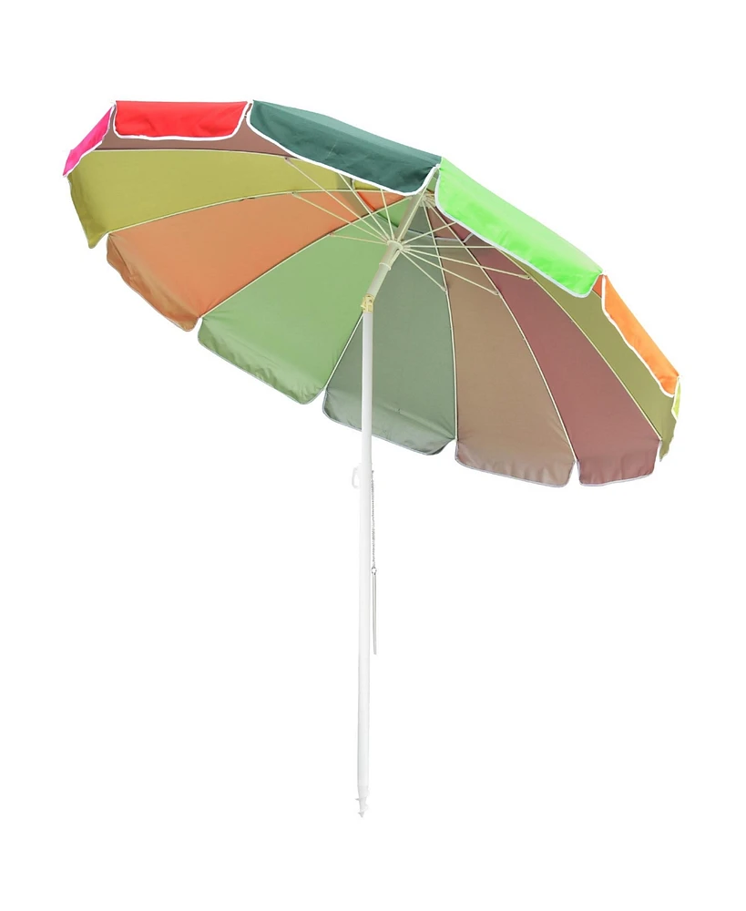 Yescom 8ft Rainbow Beach Umbrella Sunshade with Tilt Sand Anchor Uv Protection Outdoor