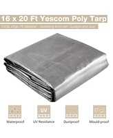 Yescom 2 Pack 16x20 Ft 10 Mil Poly Tarp Protective Cover Tarpaulin Outdoor Waterproof