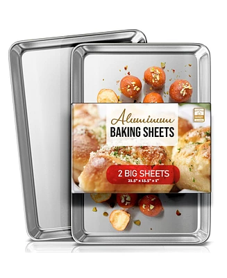 JoyTable Non-stick Aluminum Baking Sheet - Large 21" x 15" - 2 Pack