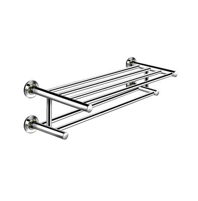 Slickblue 24 Inch Wall Mounted Stainless Steel Towel Storage Rack with 2 Storage Tier