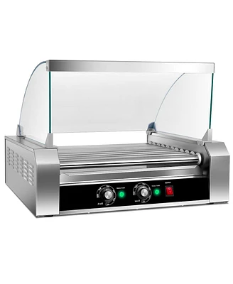 Slickblue Stainless Steel Commercial 11 Roller Grill and 30 Hot Dog Cooker Machine