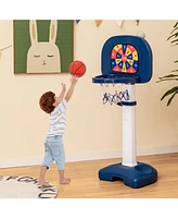 Slickblue 4-In-1 Adjustable Kids Basketball Hoop with Ring Toss Sticky Ball