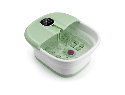 Slickblue Folding Foot Spa Basin with Heat Bubble Roller Massage Temp and Time Set