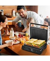 Slickblue 3 in 1 Indoor Electric Panini Press Grill with Led Display-Black