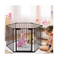 Slickblue 6 Panel Metal Gate Baby Pet Fence Safe Playpen Barrier