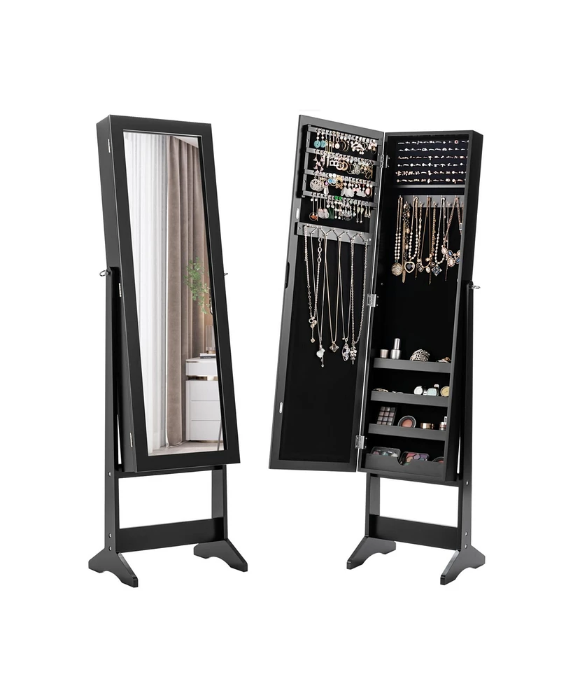 Slickblue Mirrored Standing Jewelry Cabinet Storage Box