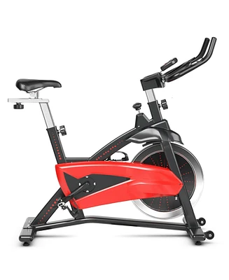 Slickblue Magnetic Exercise Bike Fitness Cycling Bike with 35Lbs Flywheel for Home and Gym-Black & Red