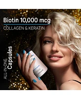 Codeage Hair Vitamins 10000 mcg Biotin, Keratin, Collagen, Vitamin A, B12, C, D3, E, Zinc, Turmeric, Probiotics, Enzymes, Inositol