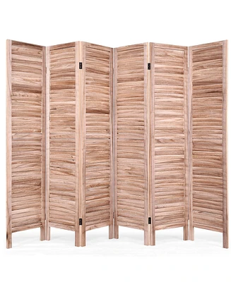 Slickblue 6 Panels Classic Venetian Wooden Slat Room Screen