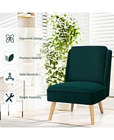 Inolait Sugift Velvet Accent Armless Side Chair with Rubber Wood Legs for Bedroom