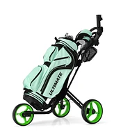 3 Wheel Folding Golf Push Cart with Brake Scoreboard Adjustable Handle