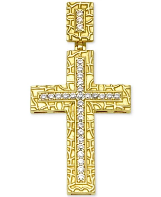 Men's Diamond Textured Cross Pendant (1/4 ct. t.w.) in 10k gold