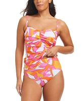 Beyond Control Womens Twisted Bust Convertible Tankini Top High Waist Geometric Print Bikini Bottoms