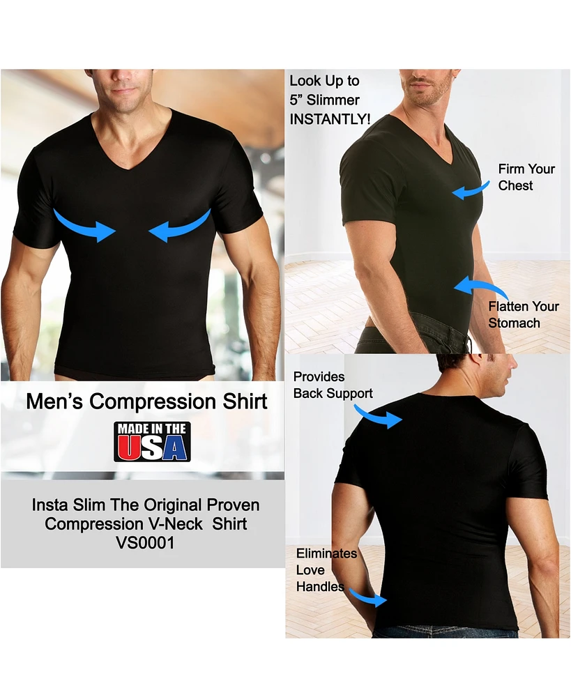 Instaslim Men's Power Mesh Compression Short Sleeve V-Neck T-shirt
