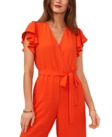 Vince Camuto Women's Tie-Waist Flutter-Sleeve V-Neck Jumpsuit