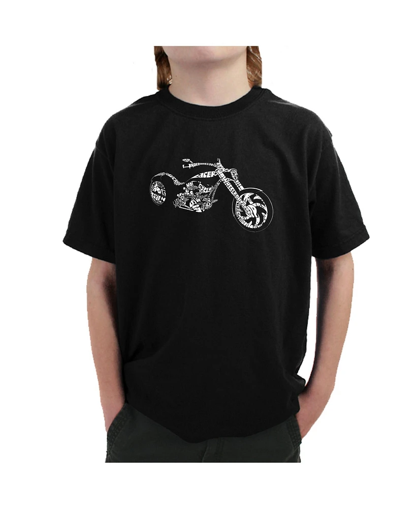 La Pop Art Boys Word T-shirt - Motorcycle