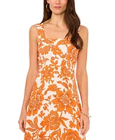 Vince Camuto Printed Square-Neck Smocked-Back Maxi Dress