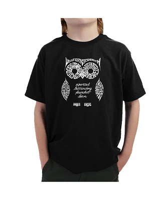 La Pop Art Boys Word Art T-shirt - Owl