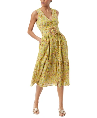 Sam Edelman Women's Selene Cotton Belted Midi Dress - Apple Green