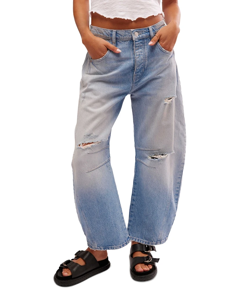 Free People Women's We The Free Good Luck Mid-Rise Barrel Jeans