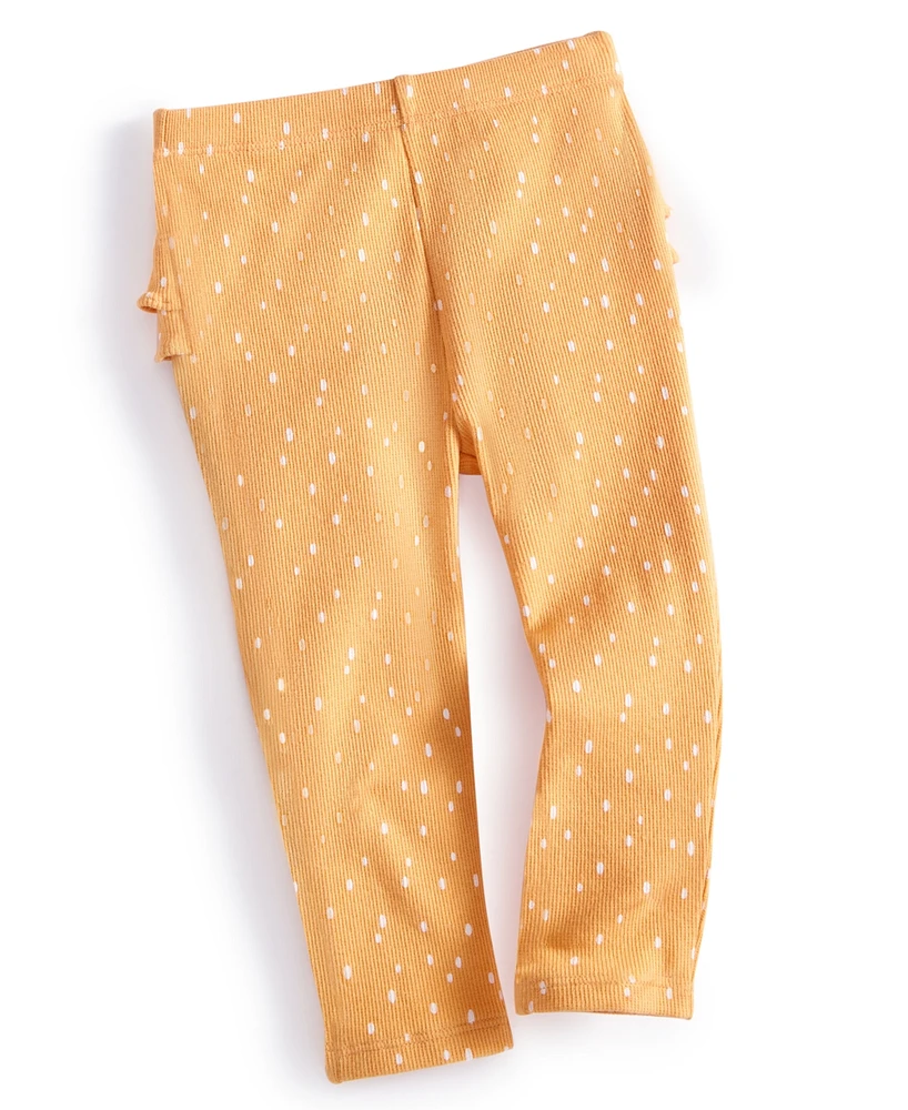 First Impressions Baby Girls Dot-Print Ribbed Ruffled-Back Leggings, Created for Macy's