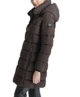Dkny Women's Bibbed Hooded Zip-Front Puffer Coat