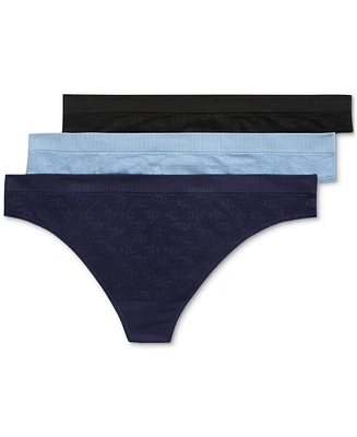 Lauren Ralph Monogram Mesh Jacquard Thong 3-Pack Underwear, 4L0184