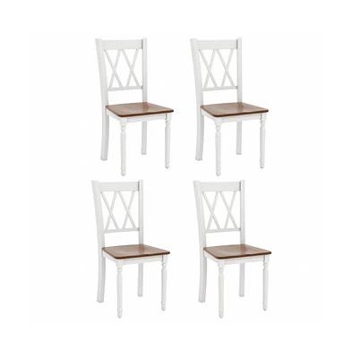 Sugift Set of 4 Wooden Farmhouse Kitchen Chairs with Rubber Wood Seat
