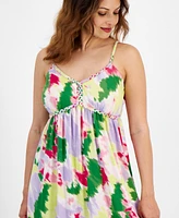 Jamie & Layla Petite Printed Braided-Strap Empire-Waist Maxi Dress