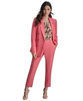 Dkny Double Breasted Long Sleeve Blazer Essex Mid Rise Straight Leg Ankle Pants Crewneck Layered Look Sleeveless Top