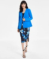 Bar Iii Womens Floral Print Bias Cut Midi Dress Textured Crepe Blazer Created For Macys