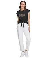 Dkny Women's Grommet-Logo Sleeveless Tie-Hem Top