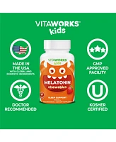 VitaWorks Kids Melatonin 1 mg Chewable Tablets - with L theanine, Chamomile and Lemon Balm Extract - Sleep Support - Berry Flavor - 120 Chewables